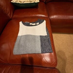 Alfred Dunner Color Block Sweater - Silver, Black and White (sparkly) size 1X